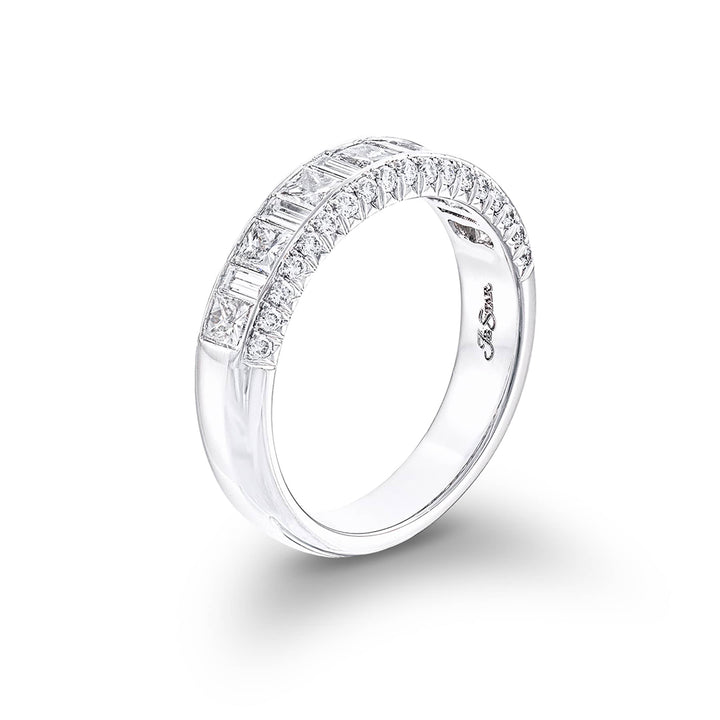 Classic Multi-Row Diamond Band | Princess-Cut & Baguette Diamonds in Platinum