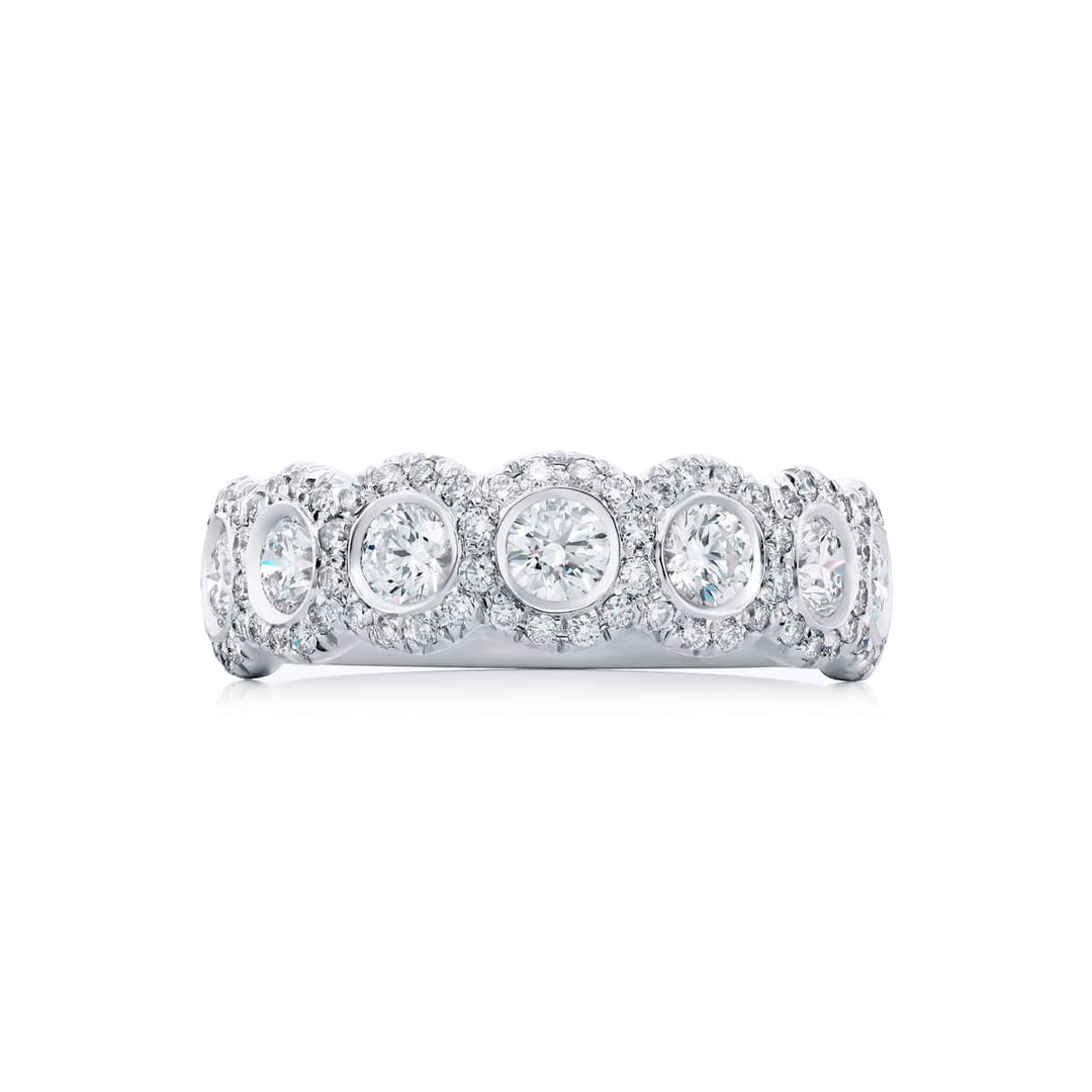 Platinum Round Diamond Bezel Band