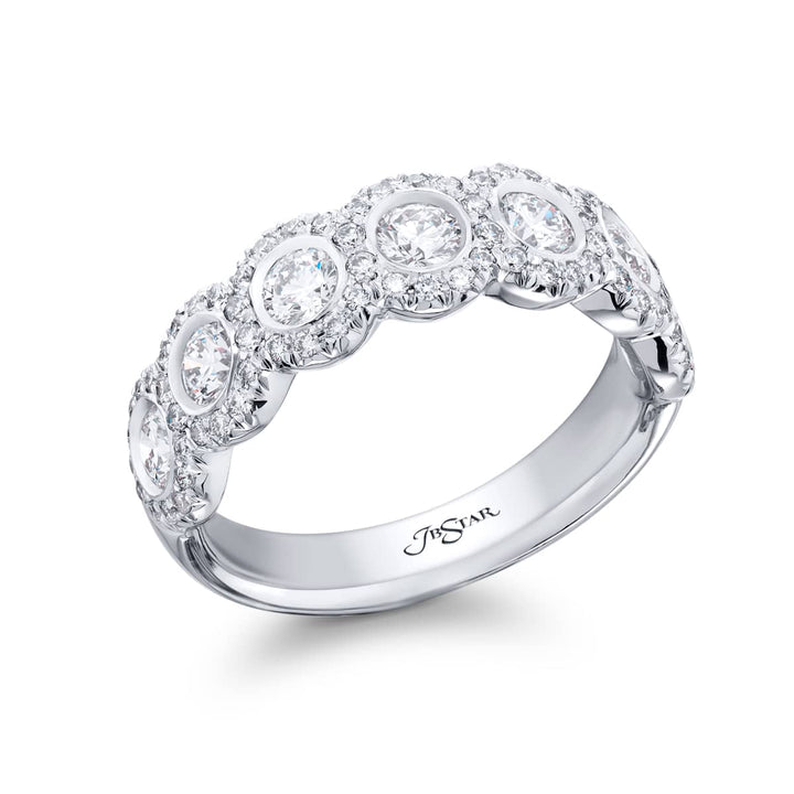 Platinum Round Diamond Bezel Band