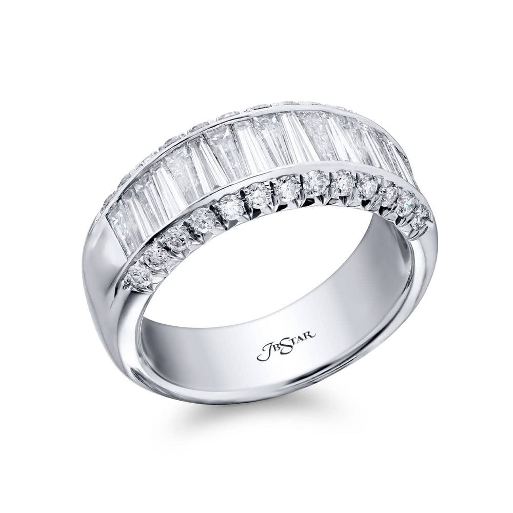 Platinum Tapered Baguette Diamond Channel Set Micro Pave Band