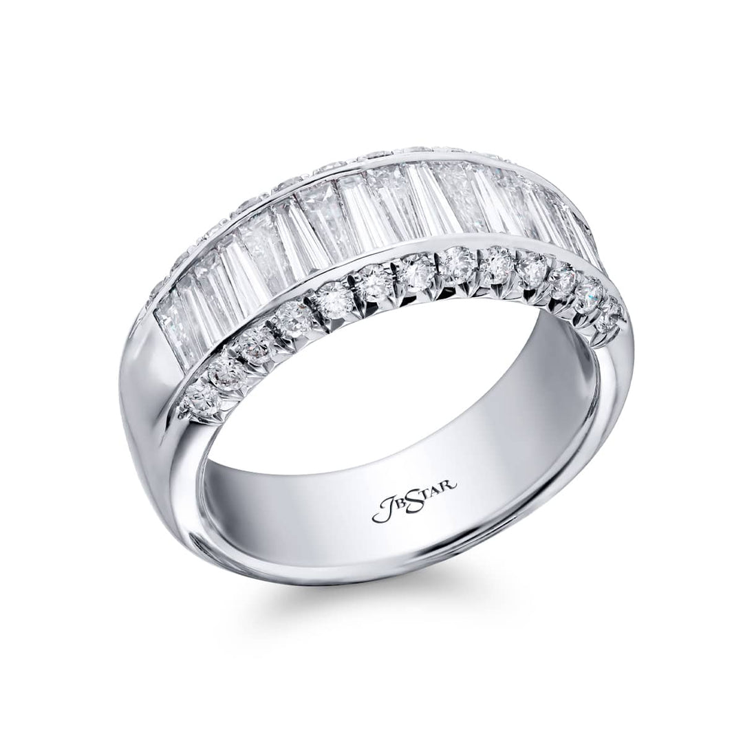 Platinum Tapered Baguette Diamond Channel Set Micro Pave Band