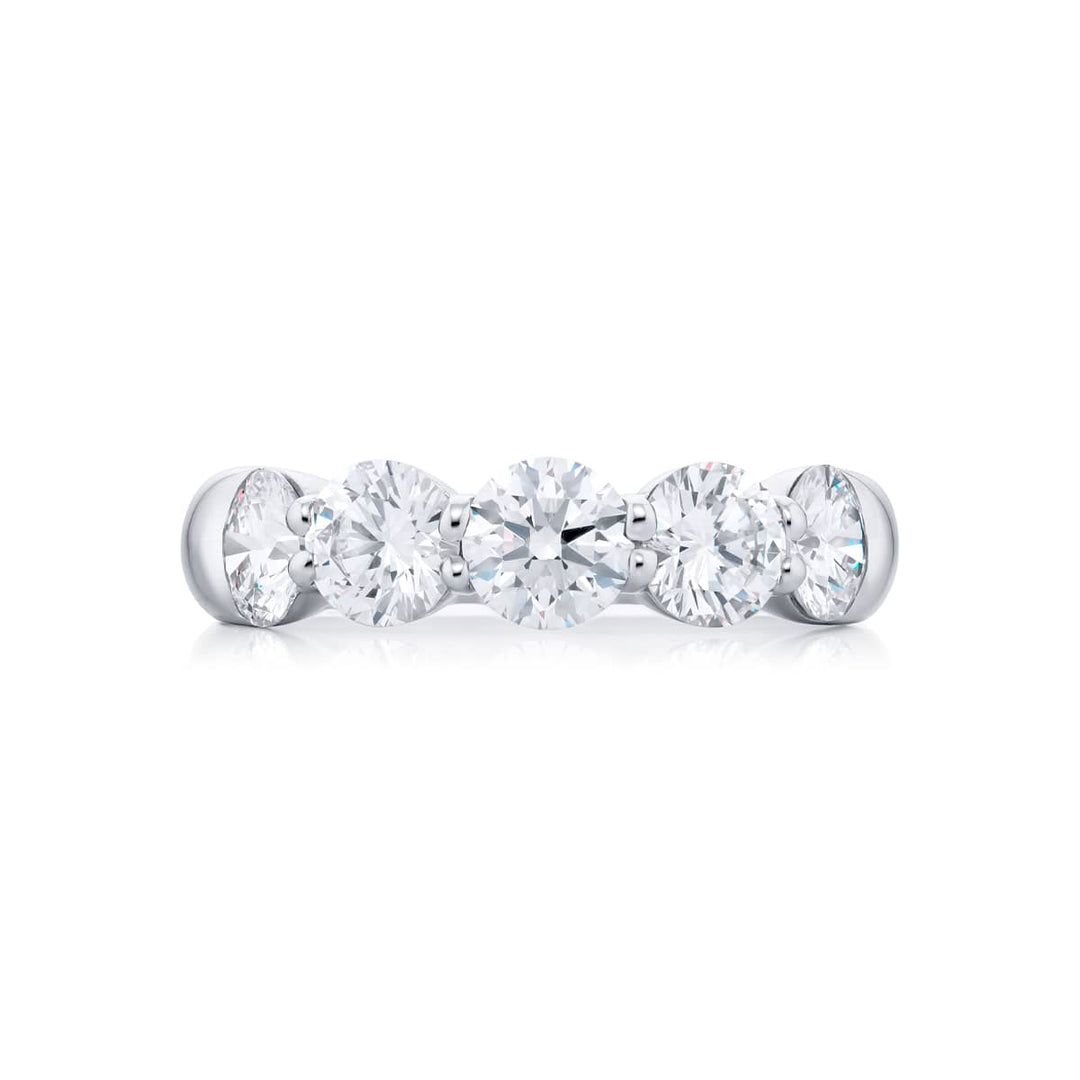Platinum Round Diamond Single-Row Band