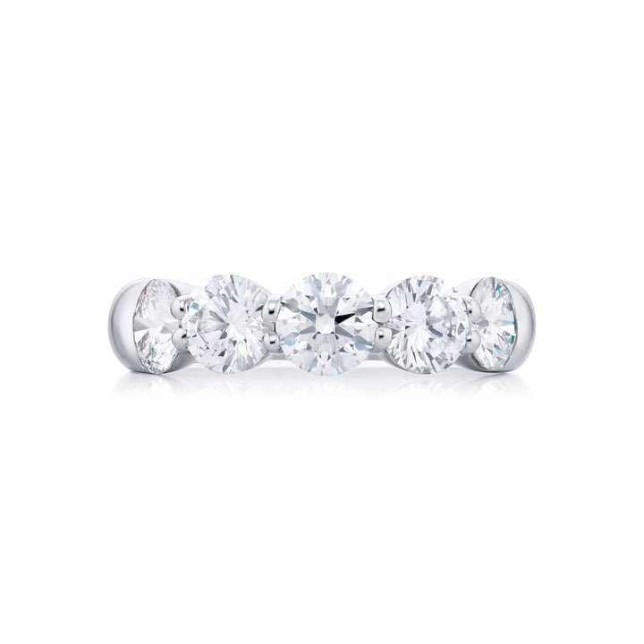 Platinum Round Diamond Single-Row Band