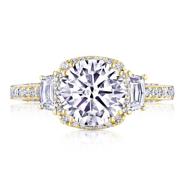 Round with Cushion 3-Stone Engagement Ring