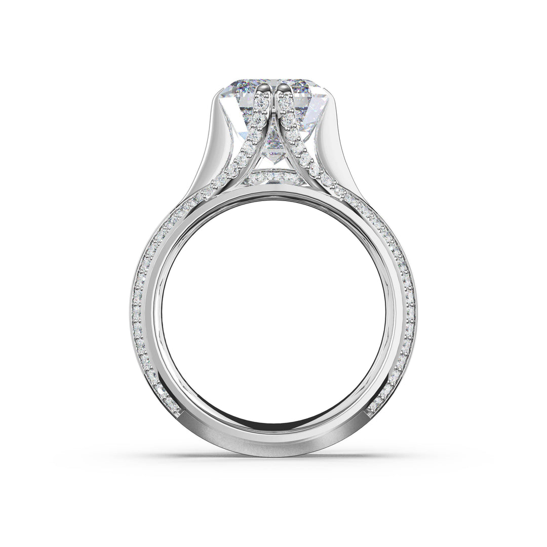 Emerald Wide Band Solitaire Engagement Ring