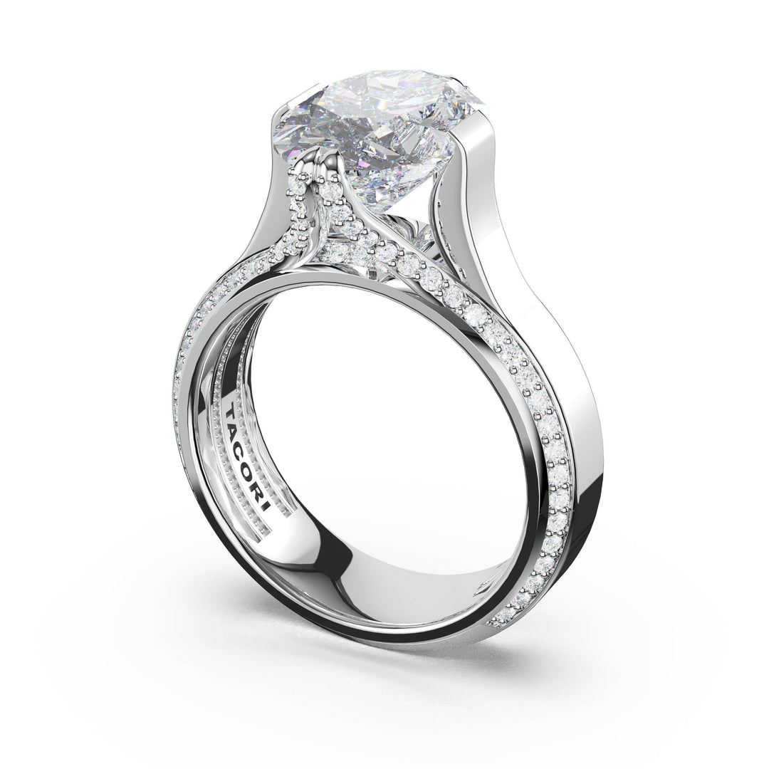 Oval Wide Band Solitaire Engagement Ring