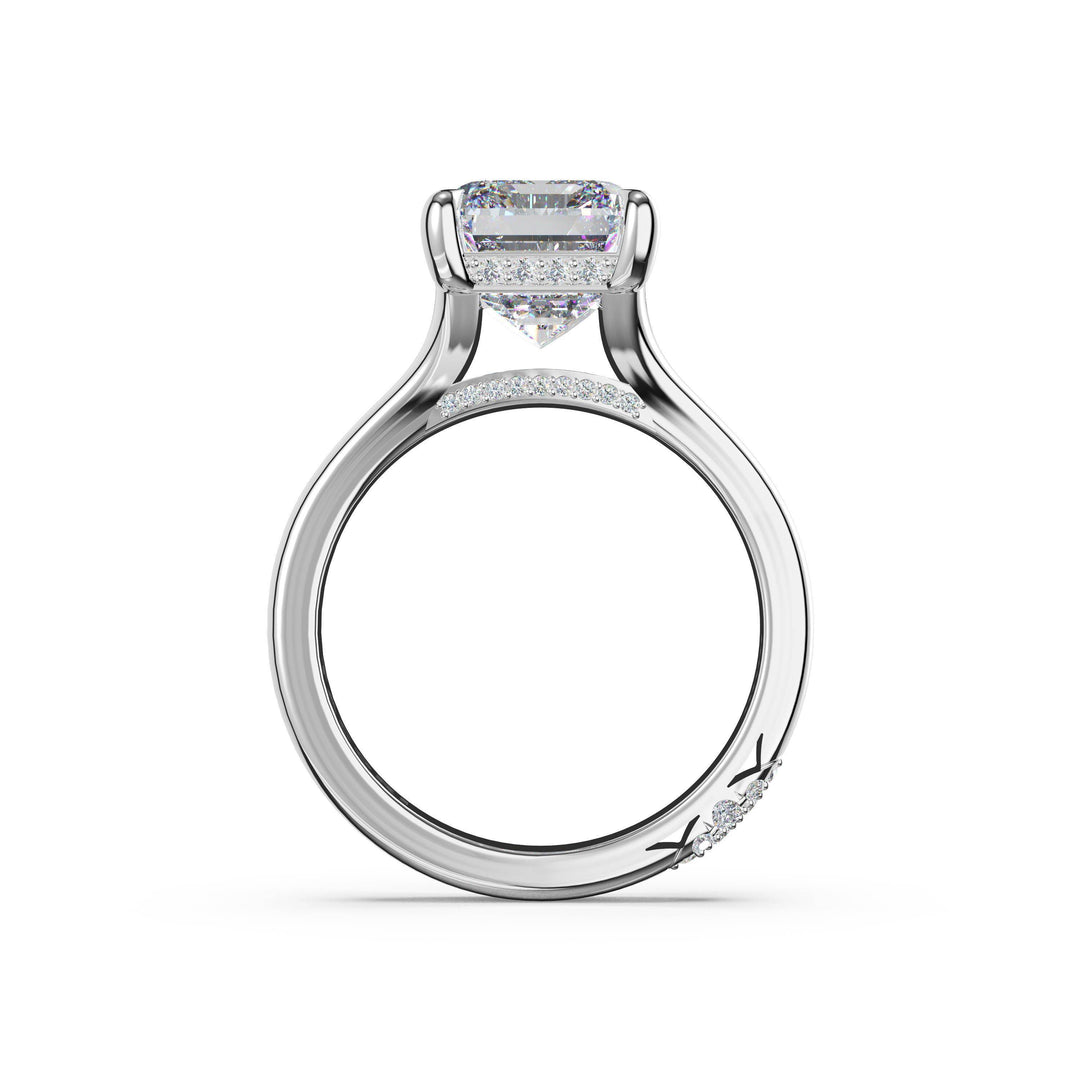 Emerald Wide Band Solitaire Engagement Ring