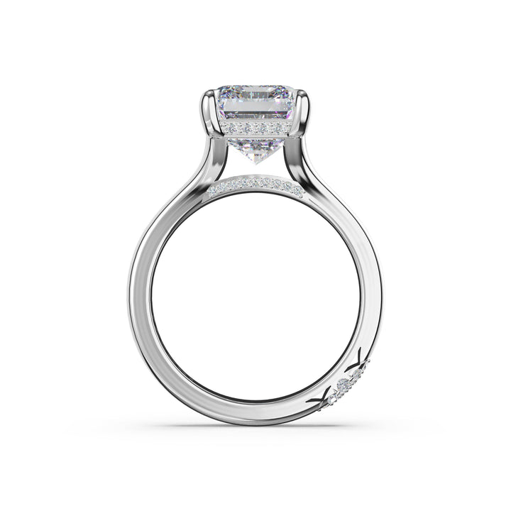 Emerald Wide Band Solitaire Engagement Ring