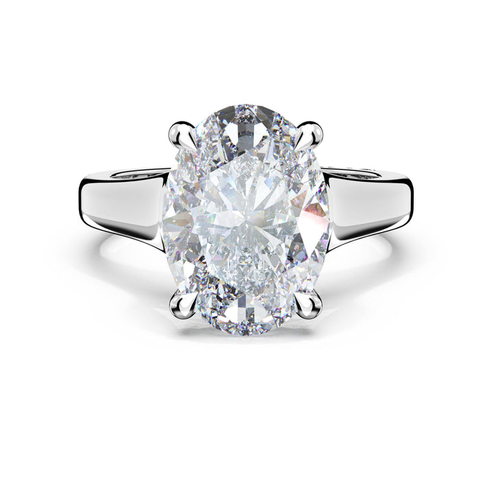 Oval Wide Band Solitaire Engagement Ring