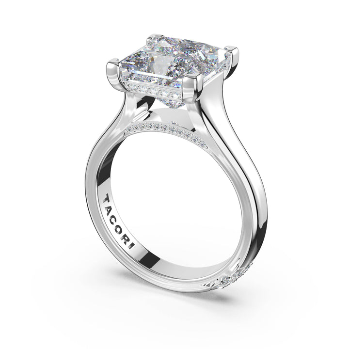 Princess Wide Band Solitaire Engagement Ring