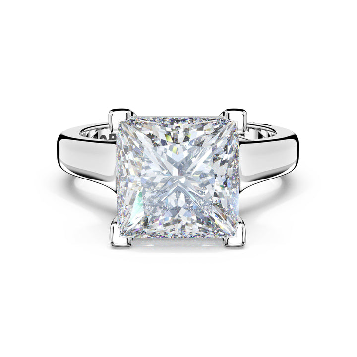 Princess Wide Band Solitaire Engagement Ring