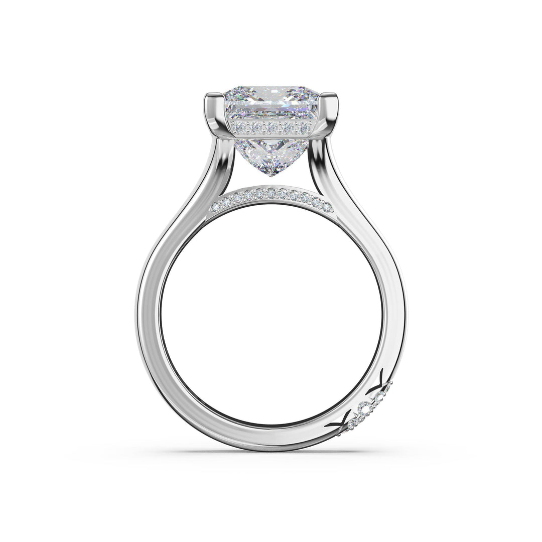 Princess Wide Band Solitaire Engagement Ring