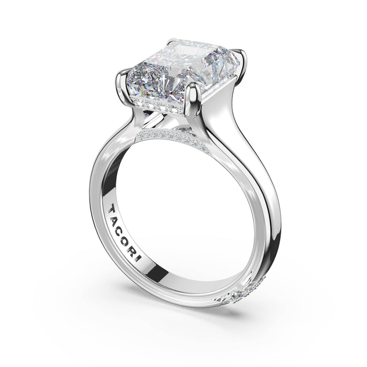 Radiant Wide Band Solitaire Engagement Ring