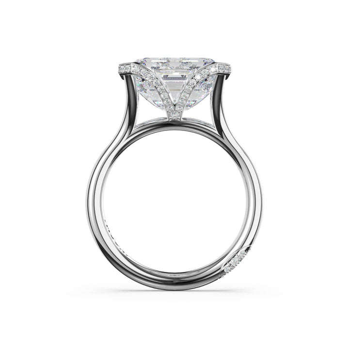 Emerald East-West Semi Bezel Solitaire Engagement Ring