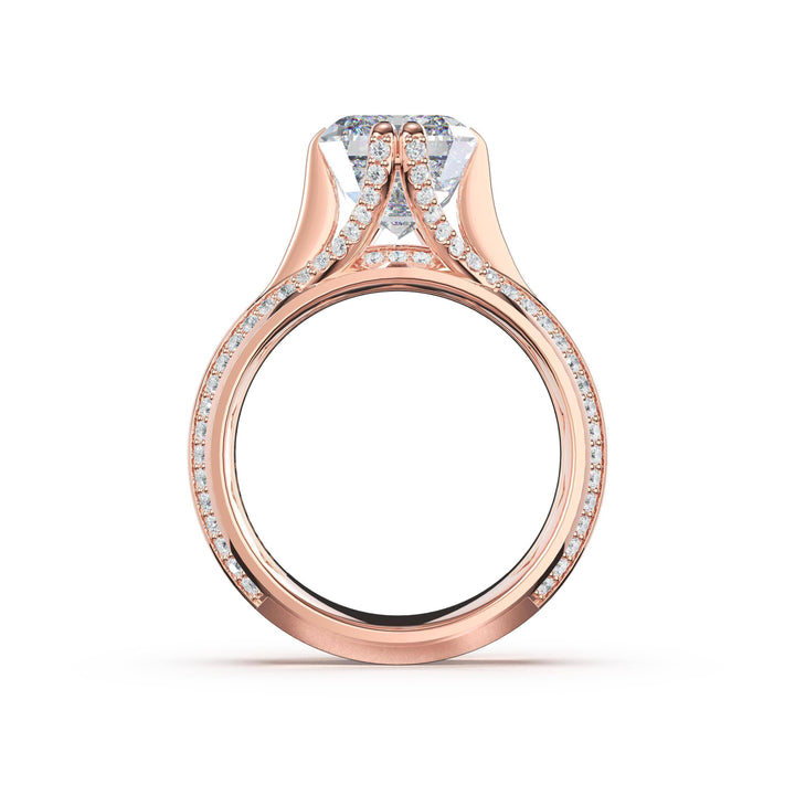 Emerald Wide Band Solitaire Engagement Ring in 18kt Rose Gold