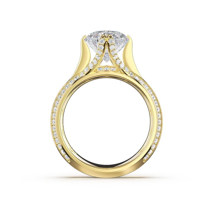 Oval Wide Band Solitaire Engagement Ring in 18kt Yellow Gold