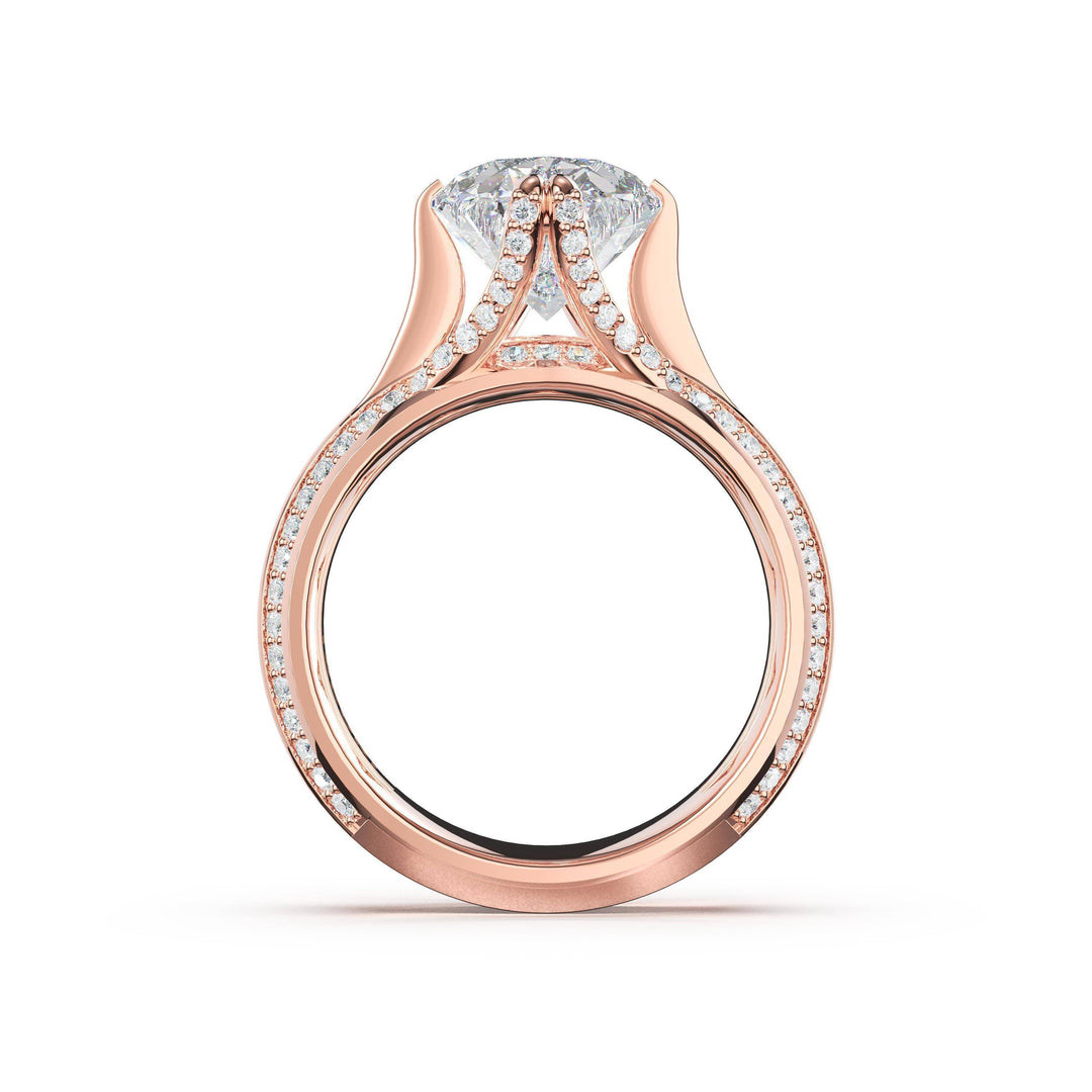Oval Wide Band Solitaire Engagement Ring in 18kt Rose Gold