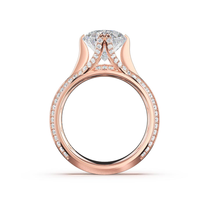 Oval Wide Band Solitaire Engagement Ring in 18kt Rose Gold