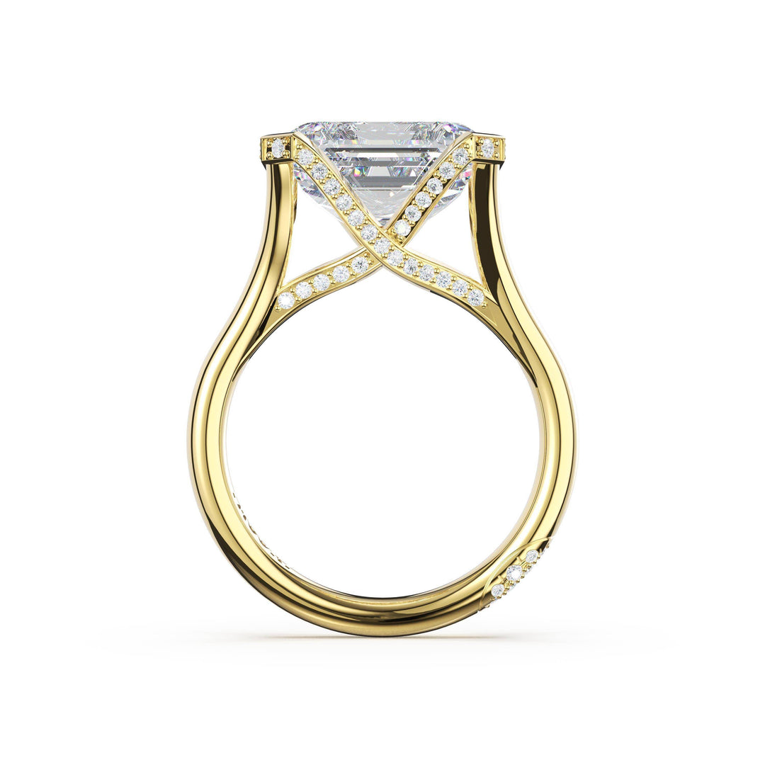 Emerald East-West Semi Bezel Solitaire Engagement Ring in 18kt Yellow Gold