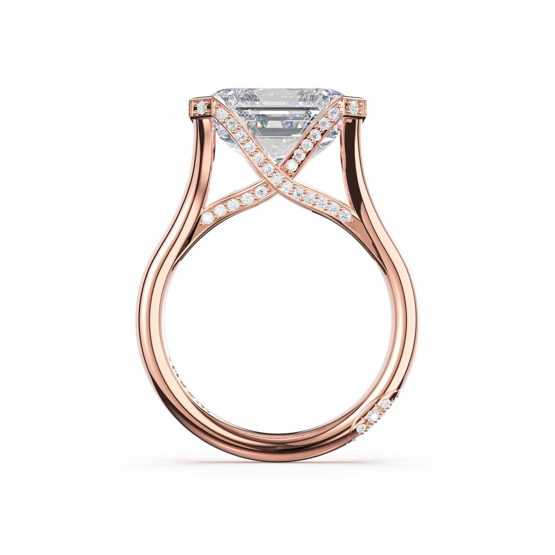 Emerald East-West Semi Bezel Solitaire Engagement Ring in 18kt Rose Gold