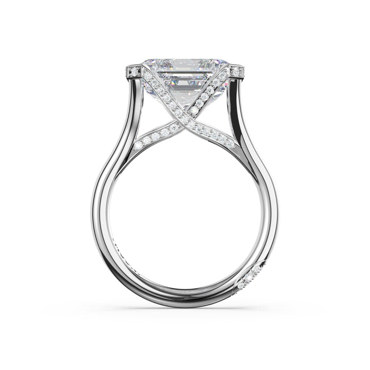 Emerald East-West Semi Bezel Solitaire Engagement Ring in Platinum