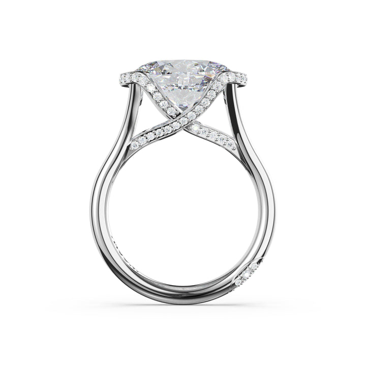 Oval East-West Semi Bezel Solitaire Engagement Ring in 18kt White Gold