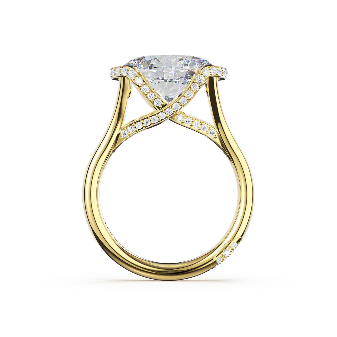 Oval East-West Semi Bezel Solitaire Engagement Ring in 18kt Yellow Gold