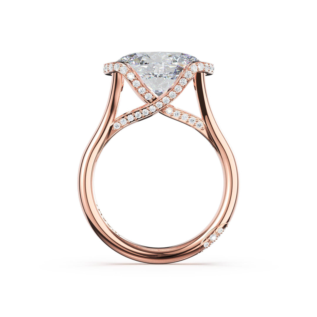 Oval East-West Semi Bezel Solitaire Engagement Ring in 18kt Rose Gold