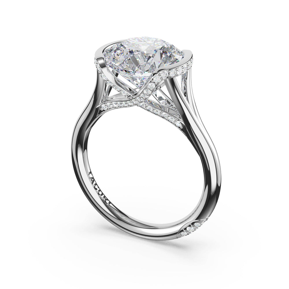 Round East-West Semi Bezel Solitaire Engagement Ring in 18kt White Gold