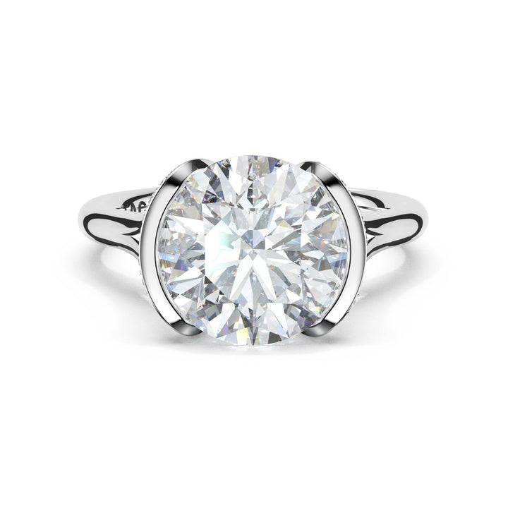 Round East-West Semi Bezel Solitaire Engagement Ring in 18kt White Gold