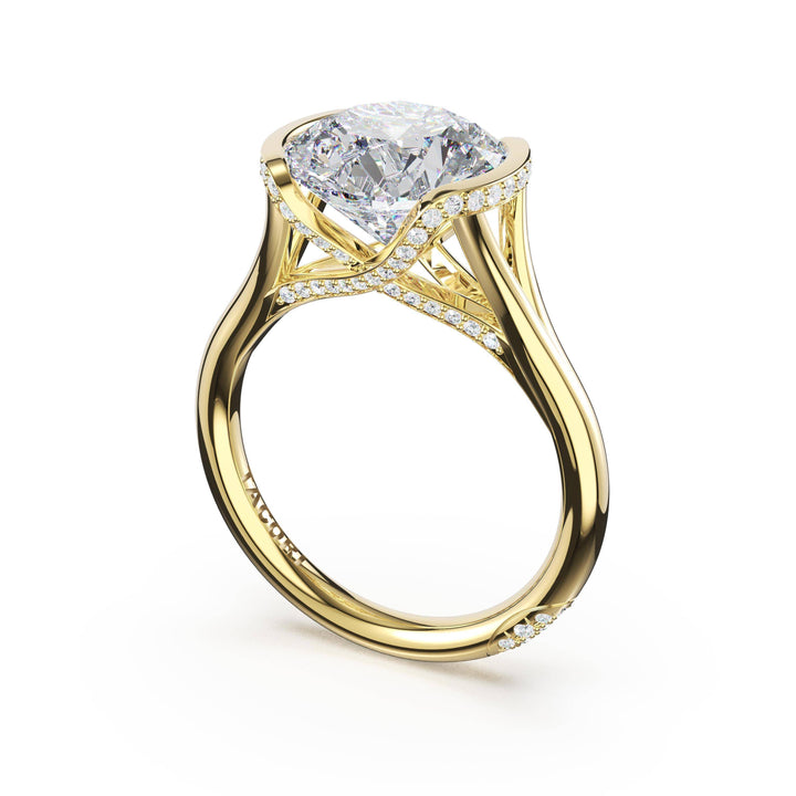 Round East-West Semi Bezel Solitaire Engagement Ring in 18kt Yellow Gold
