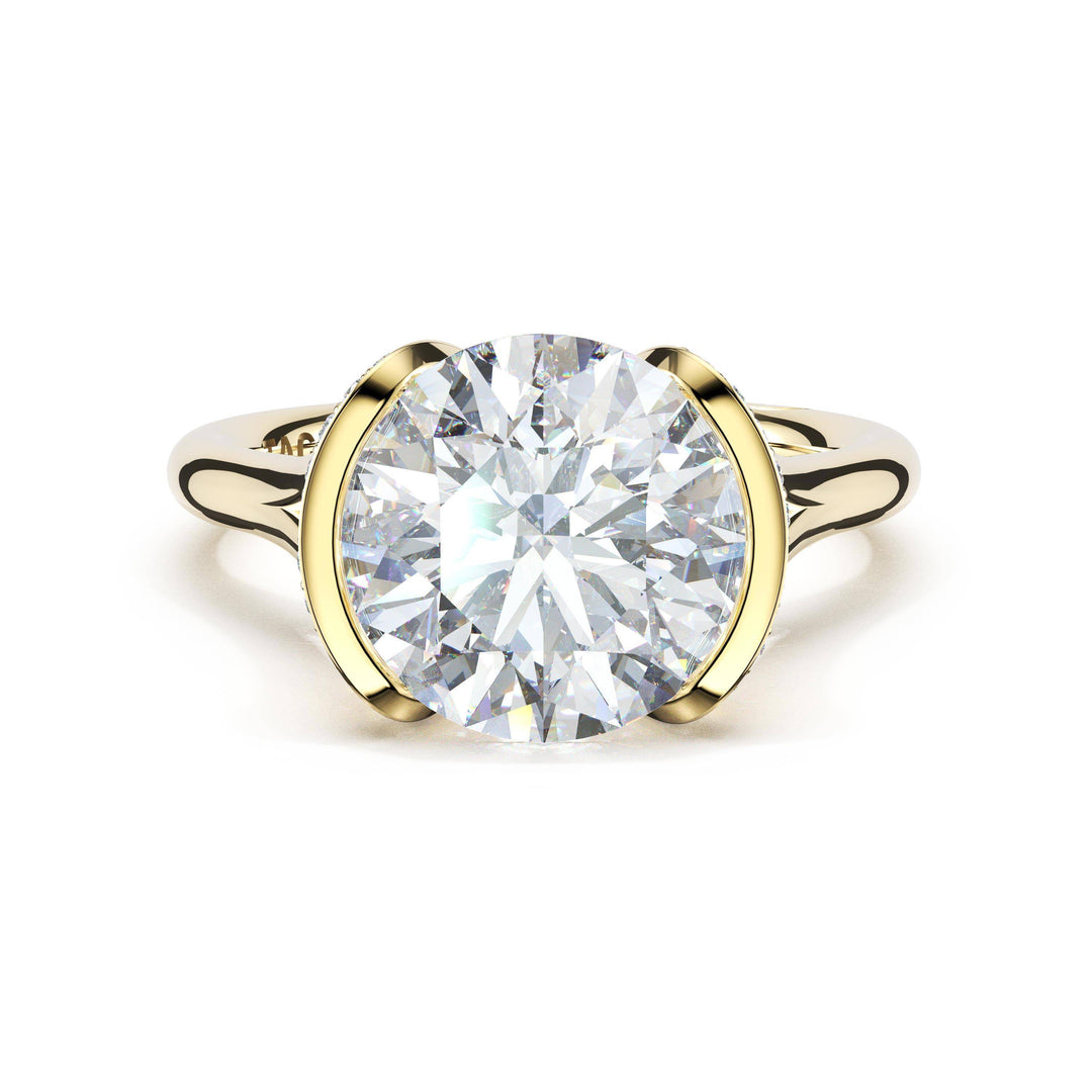 Round East-West Semi Bezel Solitaire Engagement Ring in 18kt Yellow Gold
