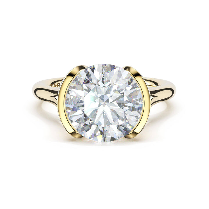 Round East-West Semi Bezel Solitaire Engagement Ring in 18kt Yellow Gold