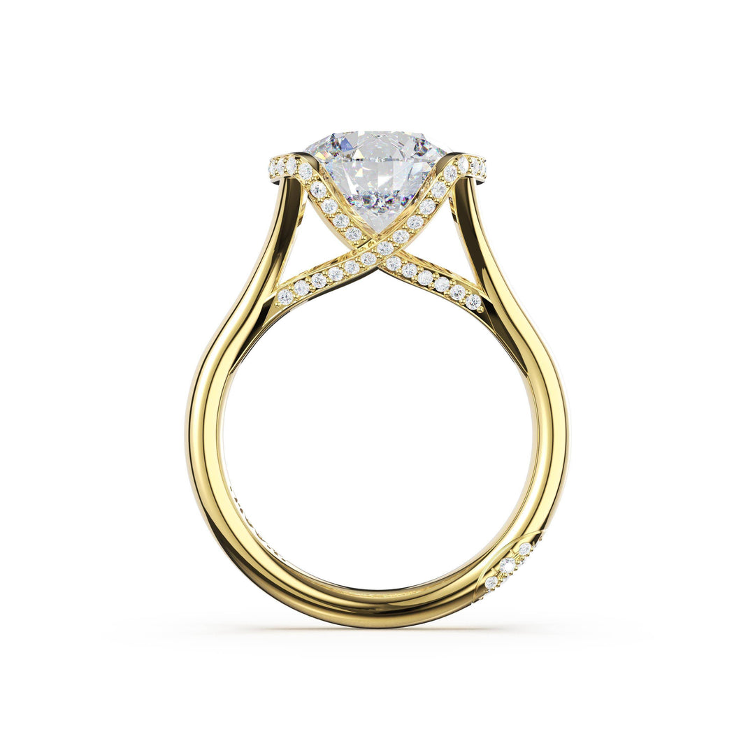 Round East-West Semi Bezel Solitaire Engagement Ring in 18kt Yellow Gold