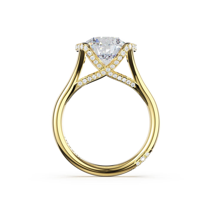 Round East-West Semi Bezel Solitaire Engagement Ring in 18kt Yellow Gold