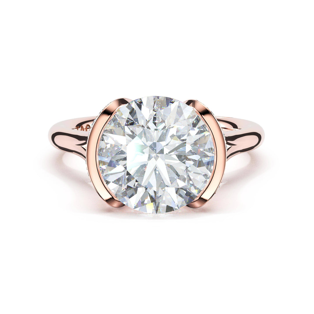 Round East-West Semi Bezel Solitaire Engagement Ring in 18kt Rose Gold