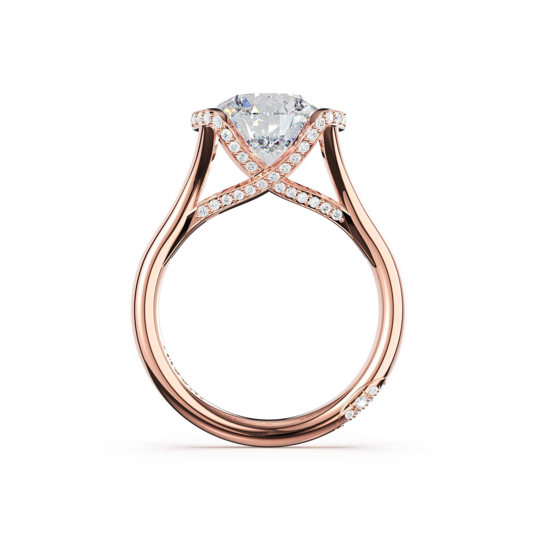 Round East-West Semi Bezel Solitaire Engagement Ring in 18kt Rose Gold
