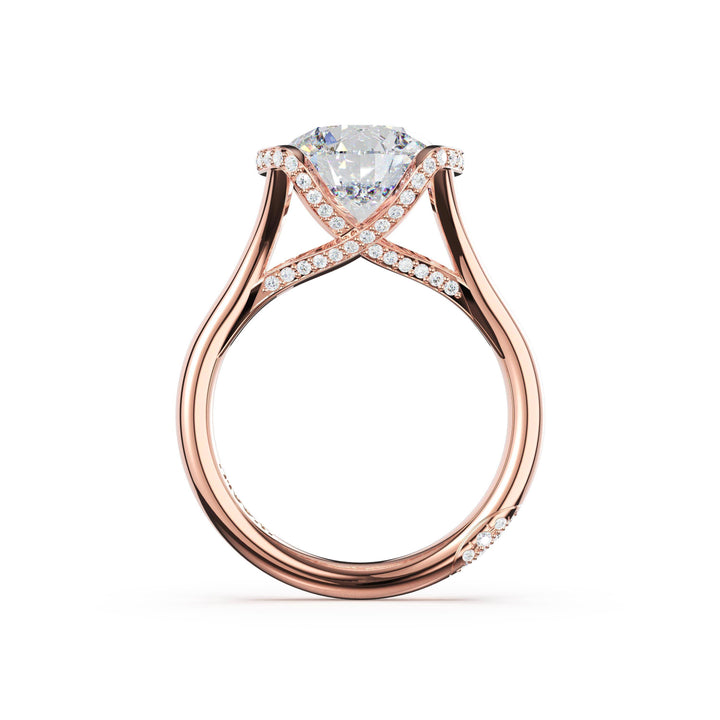 Round East-West Semi Bezel Solitaire Engagement Ring in 18kt Rose Gold