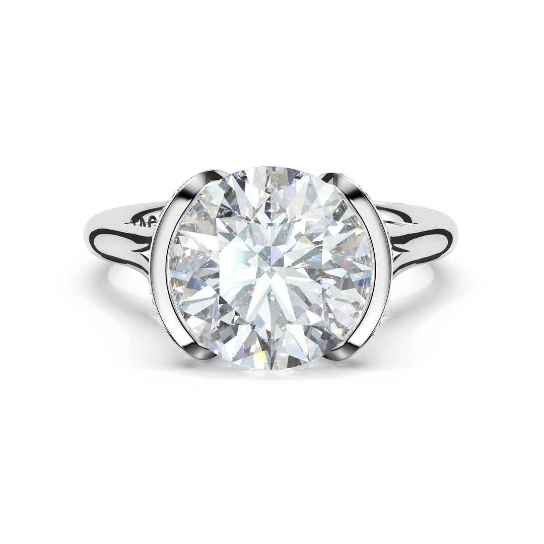 Round East-West Semi Bezel Solitaire Engagement Ring in Platinum