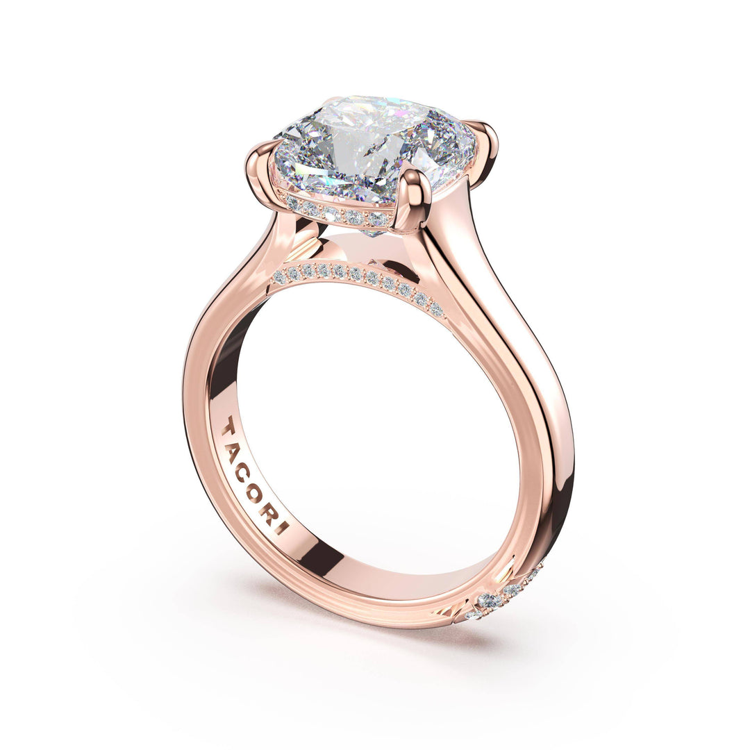 Cushion Wide Band Solitaire Engagement Ring in 18kt Rose Gold