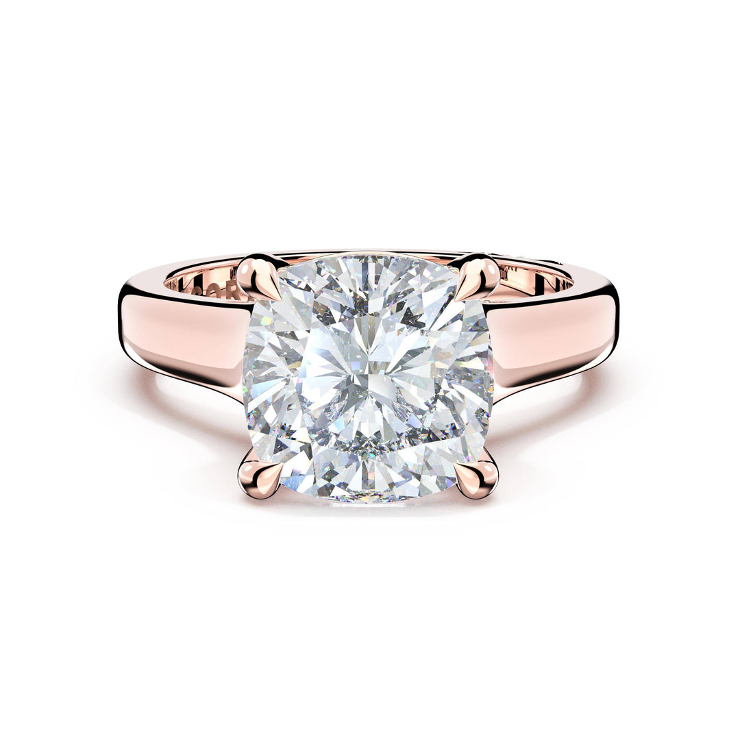 Cushion Wide Band Solitaire Engagement Ring in 18kt Rose Gold