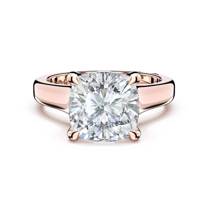 Cushion Wide Band Solitaire Engagement Ring in 18kt Rose Gold
