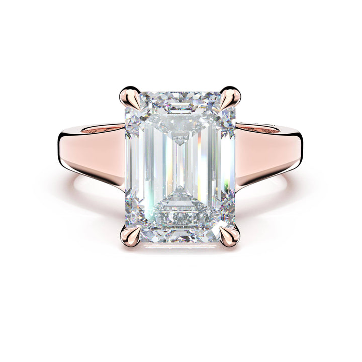 Emerald Wide Band Solitaire Engagement Ring in 18kt Rose Gold