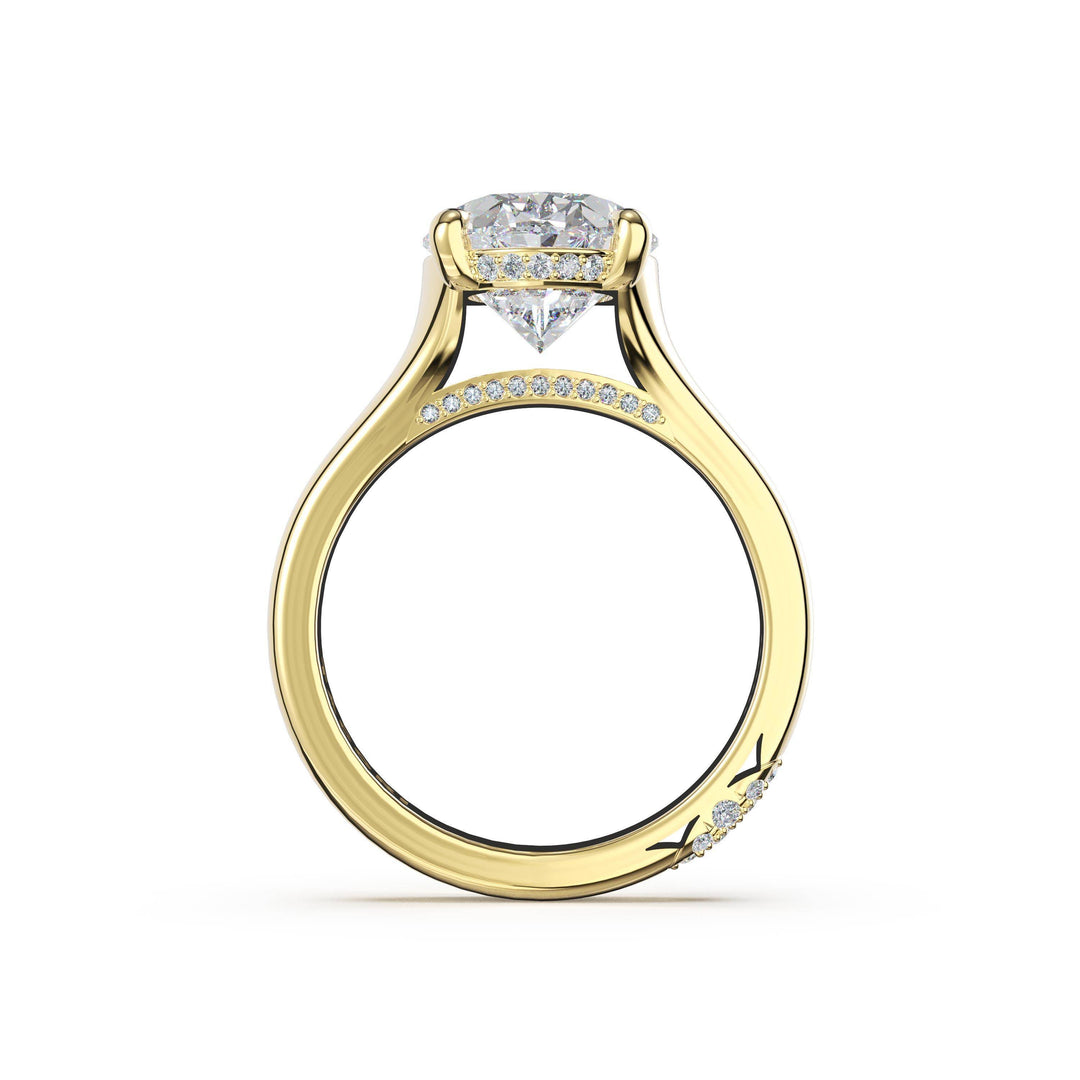 Oval Wide Band Solitaire Engagement Ring in 18kt Yellow Gold