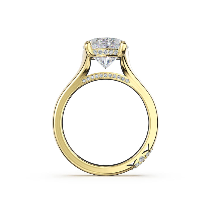 Oval Wide Band Solitaire Engagement Ring in 18kt Yellow Gold