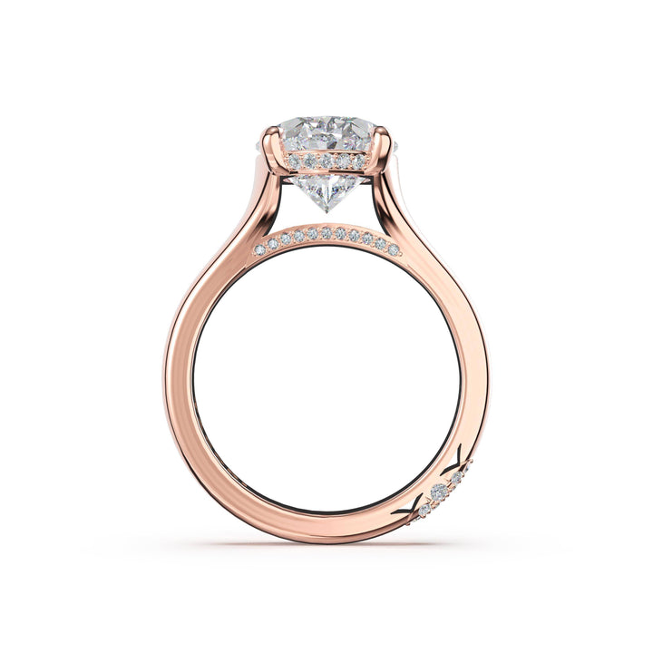 Oval Wide Band Solitaire Engagement Ring in 18kt Rose Gold