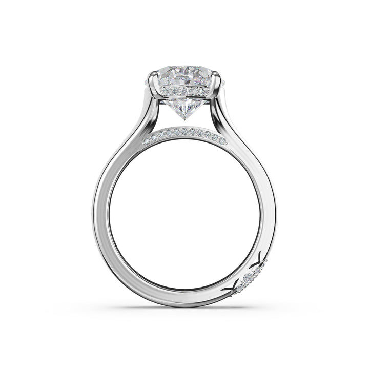 Oval Wide Band Solitaire Engagement Ring in Platinum