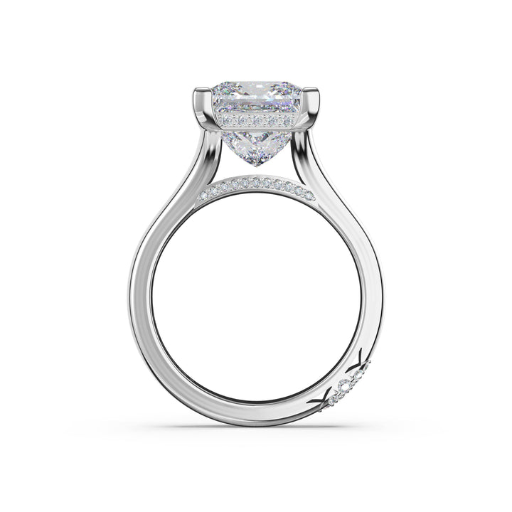 Princess Wide Band Solitaire Engagement Ring in 18kt White Gold