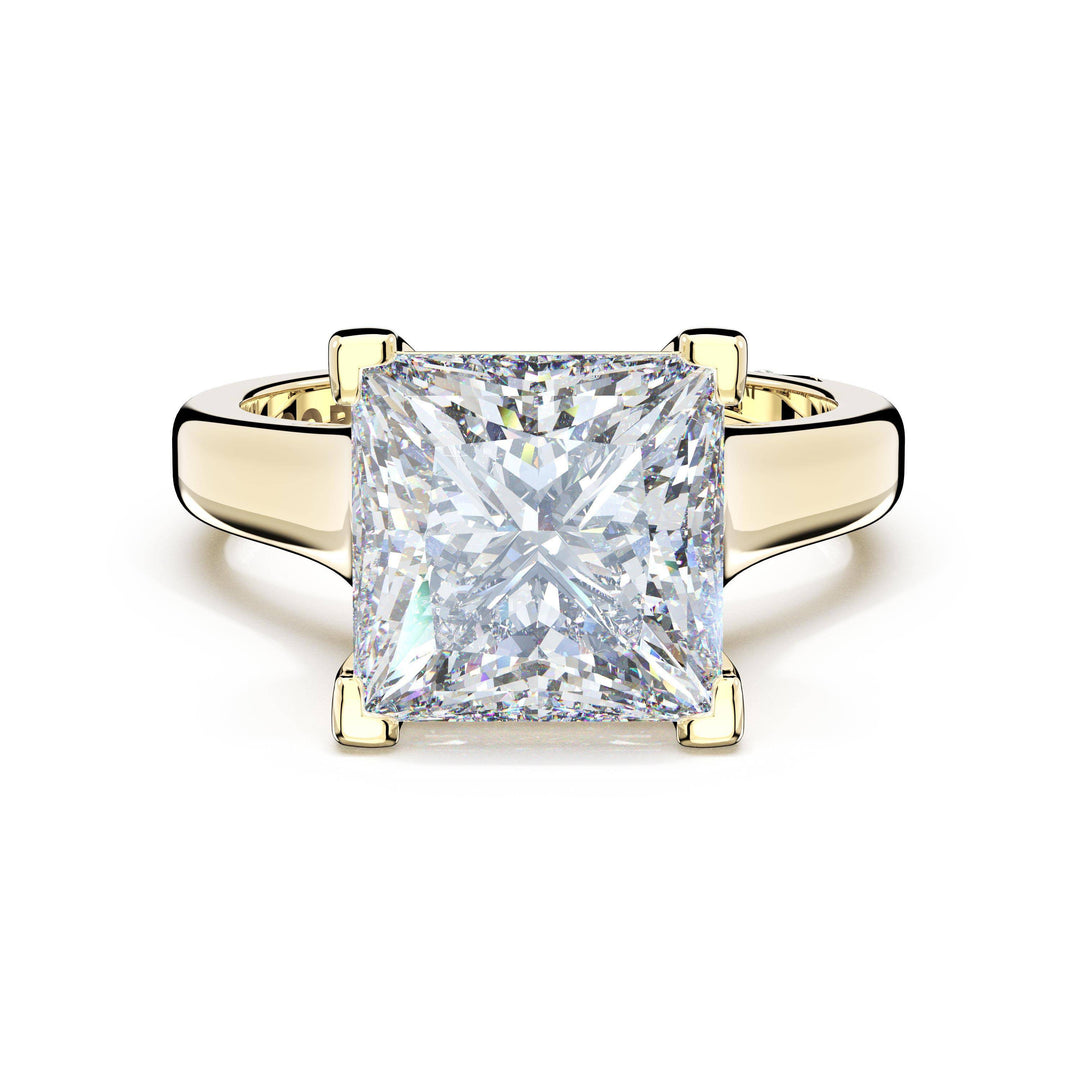 Princess Wide Band Solitaire Engagement Ring in 18kt Yellow Gold