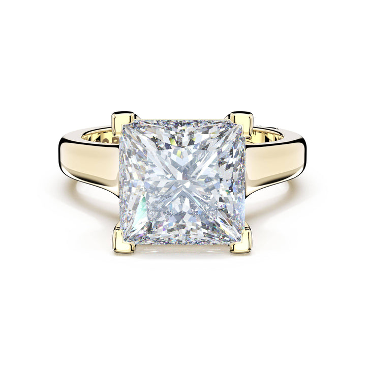 Princess Wide Band Solitaire Engagement Ring in 18kt Yellow Gold